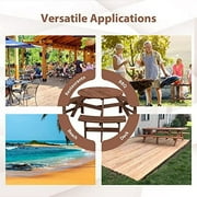 6-Person Outdoor Circular Wooden Picnic Table, Camping Dining Table w/ 3 Built-in Benches, Outside Table Set with Umbrella Hole, 1720lb Capacity for Garden Patio Backyard - Brown