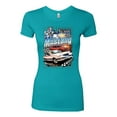 thumbnail image 2 of Wild Bobby Mustang Untamed American Spirit Ford Cars and Trucks Women Slim Fit Junior Tee, Tahiti Blue, XX-Large, 2 of 6