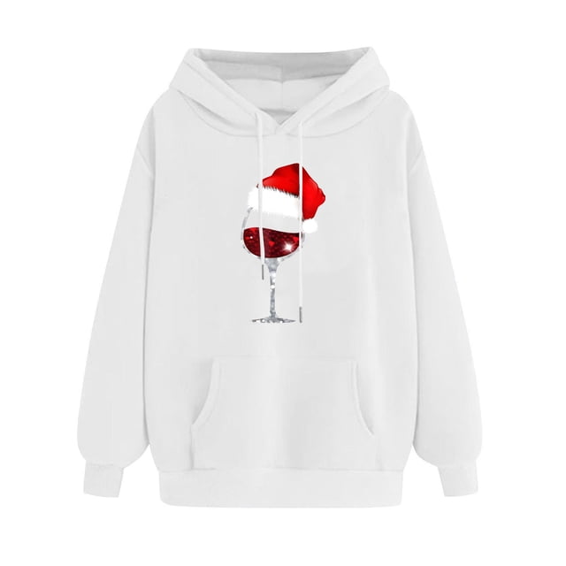 Timegard Chandails en Molleton de Noël pour Femmes Imprimé Manches Longues Chandails à Capuchon Chandail Tops Automne Hiver Mode