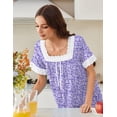 thumbnail image 2 of Ekouaer Cotton Nightgowns for Women Vintage Victorian Nightgown Short Sleeve Lace Night Gown Long Nightdress Soft Nightshirt, 2 of 6