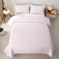 thumbnail image 2 of Castle Fairy Soft Abstract Vertical Strip Bed Spread Queen 3pcs,Watercolor Linear Motif Queen Coverlet Set,White Pastel Pink,1 Quilt and 2 Pillowcases, 2 of 7