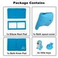thumbnail image 2 of Active Mind Ltd Collapsible Baby Bath Kneeler Pad & Faucet Cover Set - Non-Slip Bathtub Knee/Elbow Protector with Silicone Spout Guard, Toy Organizer & 2 Bath Toys, Infant Bath Safety Essentials,Blue, 2 of 7