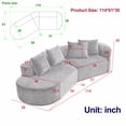 thumbnail image 6 of Aukfa 114" Curved Sectional Sofa Deep Seat Cloud Couch, 4 Pillows, No Assembly, Chenille, Gray, 6 of 10