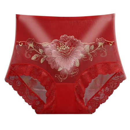 Upioiwer Panties For Women Pack Cotton Cotton Underwear For Women Women Ladies Sexy Flower Stretch Embroidery High Waist Lace Bikini Soft Panties Panty Underwear Cotton Womens Underwear Underwear