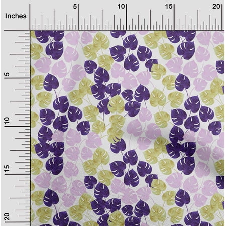 oneOone Cotton Jersey Dark Purple Fabric Leaves Watercolor Sewing Material Print Fabric By The Yard 58 Inch Wide