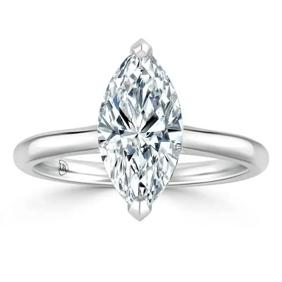 OM-RE Marquise Shape White Diamond Engagement Ring, 2 ct, 14k Gold, Solitaire Lab Diamond Ring, VS2