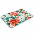 Floral Nature Red Bathroom Coral Velvet Bath Rugs Non Slip Shower Mat
