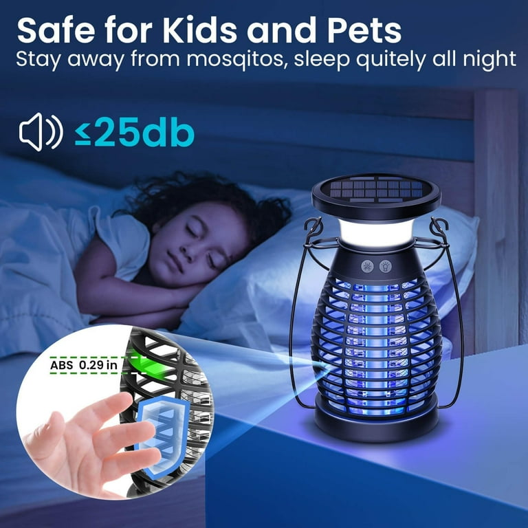 Solar Bug Zapper Outdoor Indoor Cordless Mosquito Zapper Rechargeable Waterproof Fly Zapper for Camping Home Patio Backyard Kitchen
