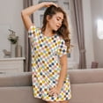 thumbnail image 3 of Disketp Colorful Checkered 1 para Camisón Corto de Manga Corta para Mujeres, Camisón Cómodo con Escote Redondo, Bonito y Confortable, 3 of 6