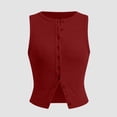 thumbnail image 3 of Uootdi Women's Tank Tops Crew Neck Sleeveless Ribbed Knit Button Down Tops Casual Slim Fit Cami Tops Gift, 3 of 8