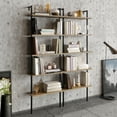 thumbnail image 6 of Paula 68.5” Tall Ladder Bookcase with Metal Frame – 5 Tier Wall Mounted Industrial Bookshelf, Narrow Wood & Metal Leaning Shelf Unit, Space Saving Modern Display Rack for Living Room, Office  - Black, 6 of 8