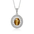 thumbnail image 3 of RYLOS Matching Jewelry Set Sterling Silver Princess Diana Inspired Ring & Pendant Necklace. Gemstone & Diamonds, 8X6MM Tiger Eye November Birthstone; Size 7, 3 of 7