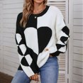 thumbnail image 2 of Vedolay Sweaters Womens V Neck Sweater Lantern Sleeve Oversized Henley Knit Pullover Tops,Black S, 2 of 5
