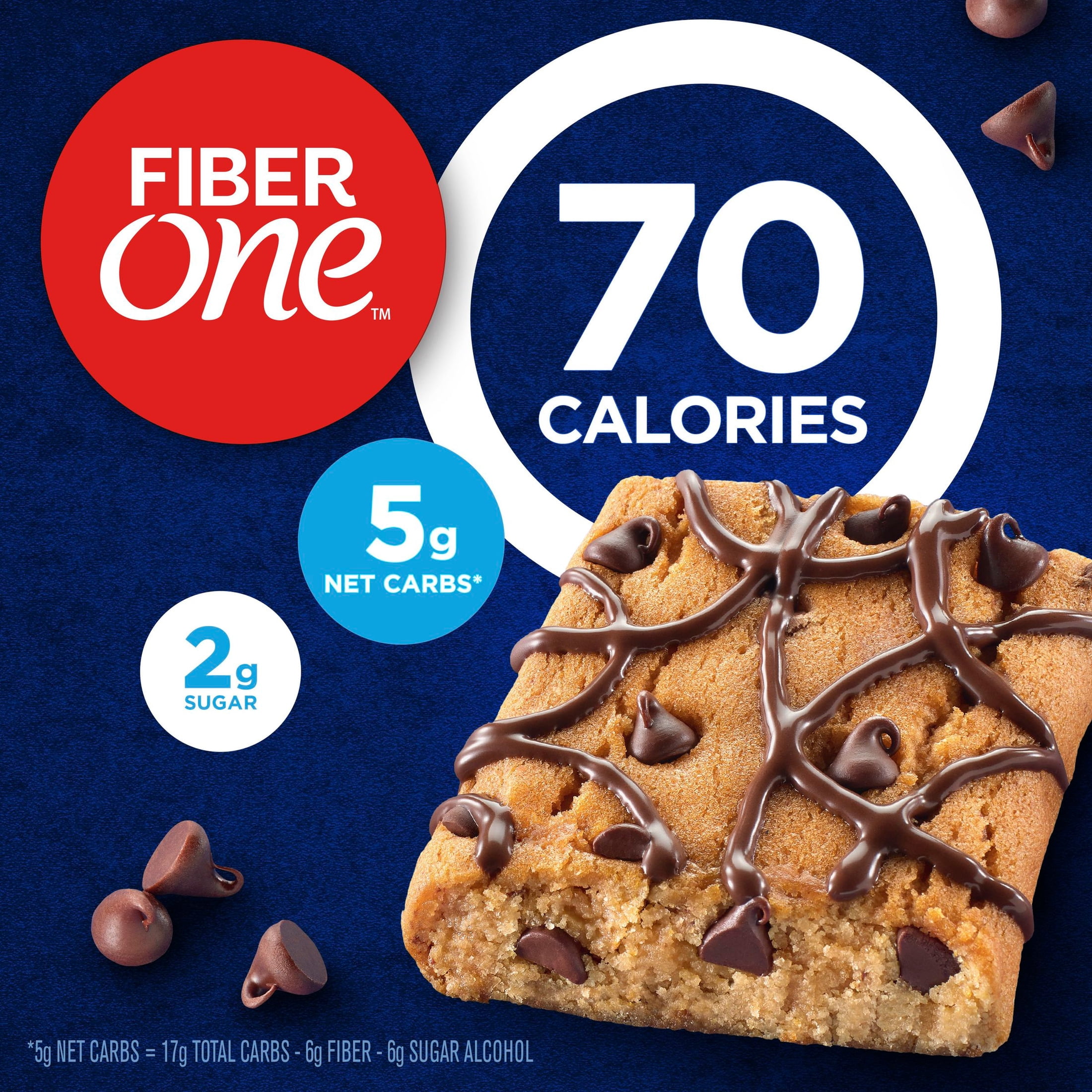 (4 pack) Fiber One 70 Calorie Brownies, Chocolate Chip Cookie, 2g Sugar, Value Pack, 12 Count, 10.6 oz