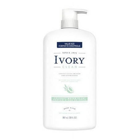 Ivory Clean Coconut Water Scent Body Wash, 30 Oz, 3 Pack