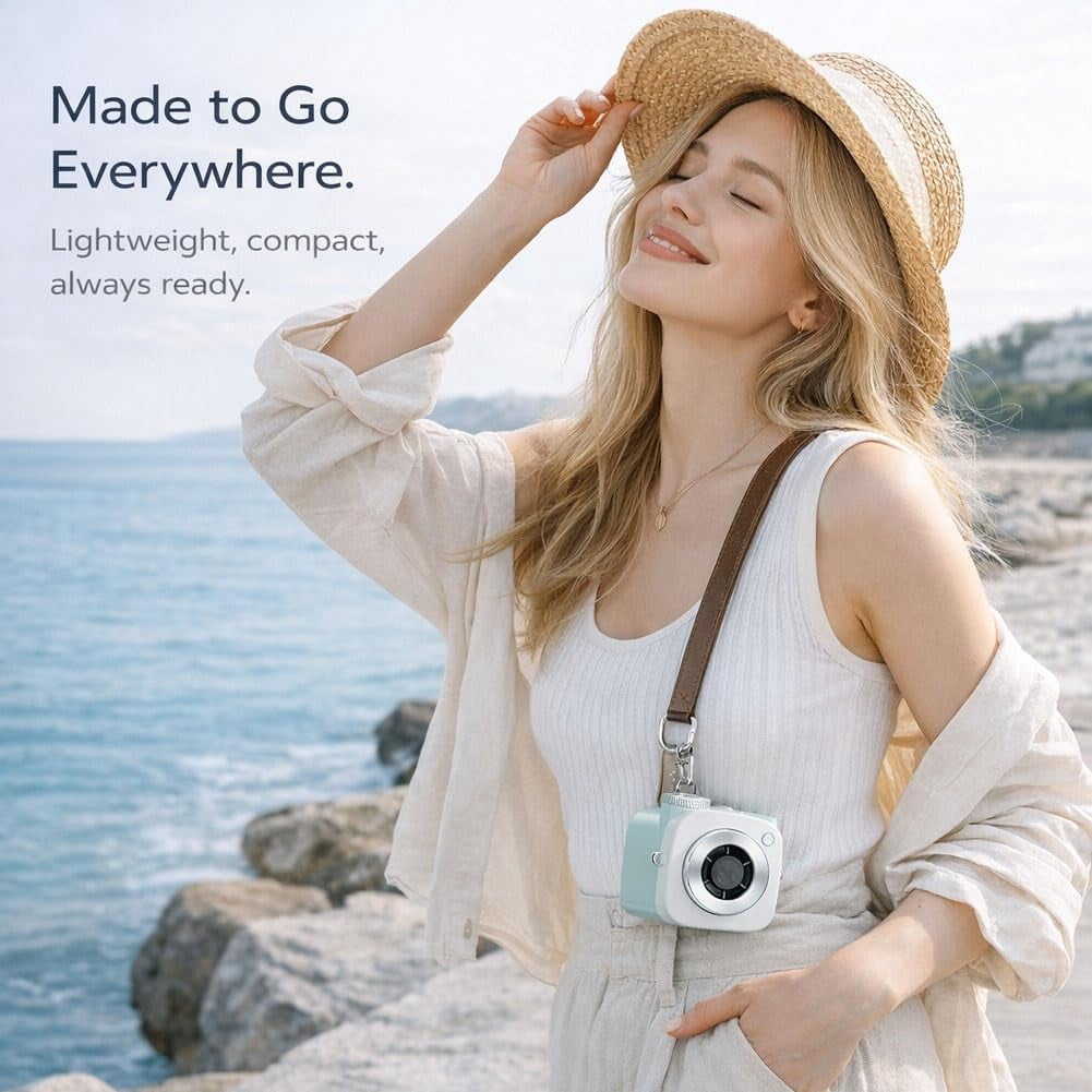 Mini Camera Shaped Portable Fan, Small Personal Quiet Desk Fans with 199-Speed Turbo Cooling,Cute Compact Handheld Clip on Fan Strong Airflow That Blow Cold Air for Car Outdoor Office Desk Use