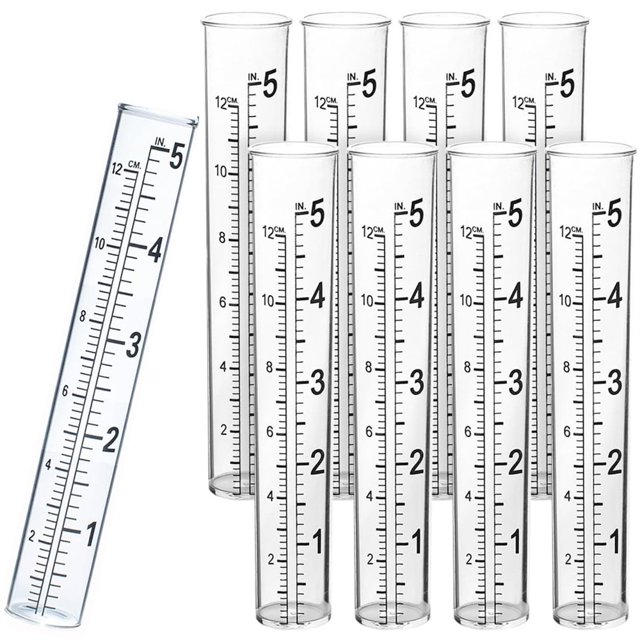 HLONK 10 Pieces Rain Gauge Replacement Tube Capacity Rain Gauge Glass Tube Replacement Rainfall Test Tube with Scale for Yard Garden Outdoor Home (5 Inch)