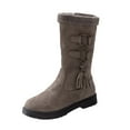 thumbnail image 2 of Bnwani Women Low Heel Boots Shoe Toe Chunky High Mid-Calf Ankle Fleece Solid Snow Boot Gray Size 7, 2 of 6