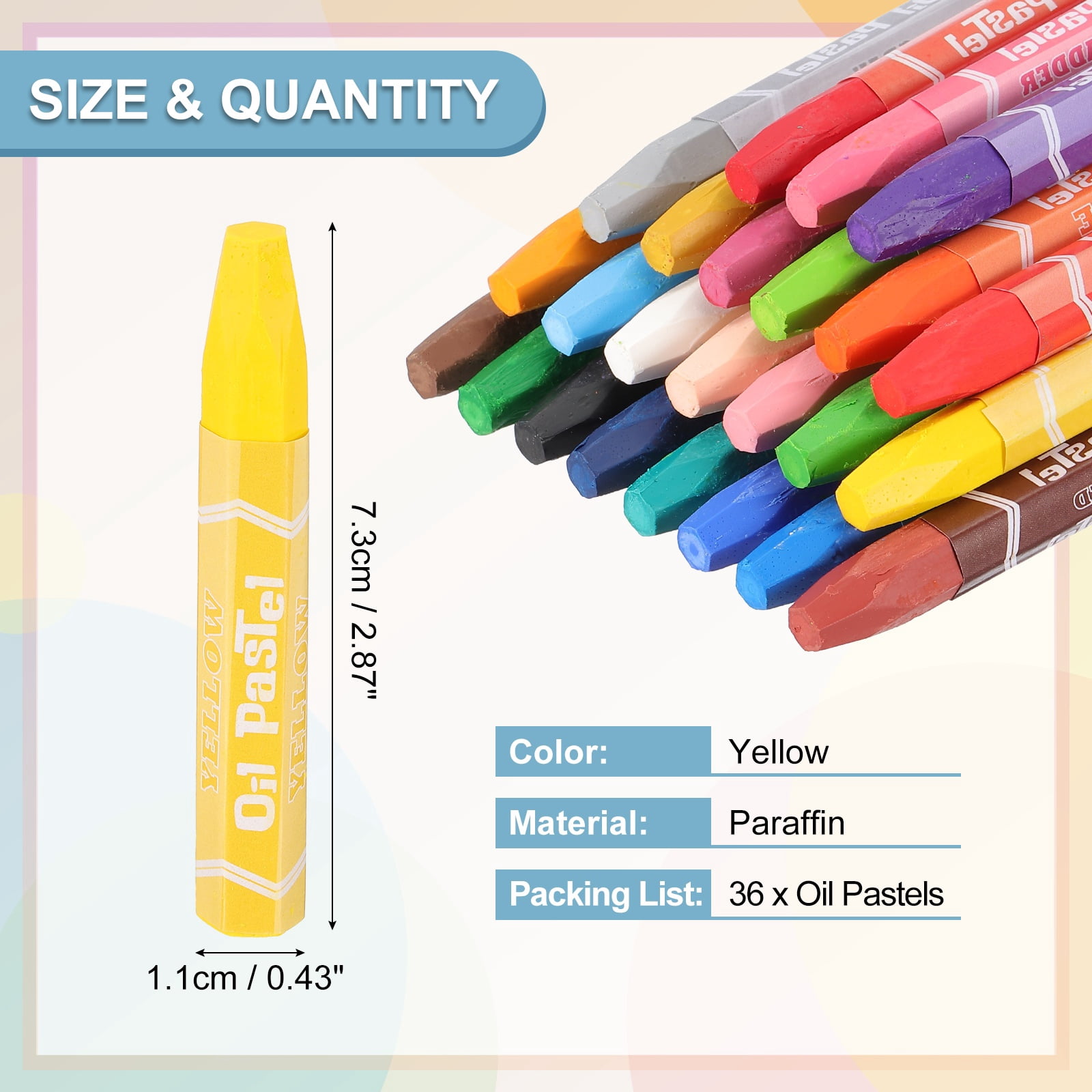 Uxcell Yellow Oil Pastels, 36Pcs Soft Oil Crayons Vibrant and Creamy Pastels Stick Art Supplies for Art Painting Drawing Blending Graffiti for Artists Beginners