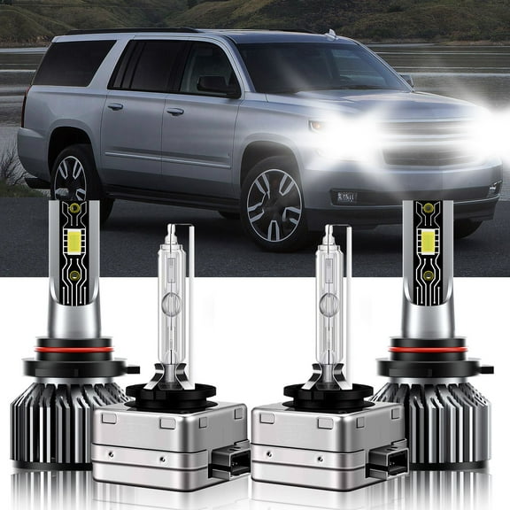 VEHIFOMO Compatible for Chevrolet Suburban 2015-2020 9005 D3S LED HID Headlight Bulbs Bright 6500K