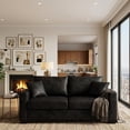 thumbnail image 5 of 69" Modern Loveseat Sofa with Deep Seat & 2 Pillows,PU Fabric Upholstered Sofa Couch for Living Room,Bedroom,Black, 5 of 8