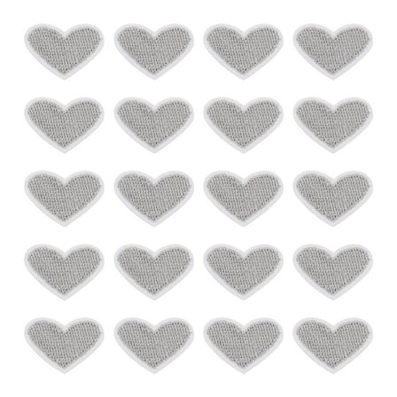 Uxcell 20 Pack Heart Iron on Patches, Embroidered Sew on Applique Patches, Silver