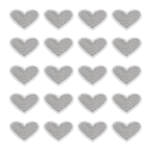 Uxcell 20 Pack Heart Iron on Patches, Embroidered Sew on Applique Patches, Silver