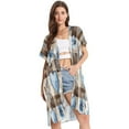 thumbnail image 2 of BZSMCE Women Creatively Blue Floral Hearts on Check Print Beach Cover-ups Size:S-2XL, 2 of 7