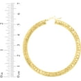 thumbnail image 2 of Floreo 10k Yellow Gold 50mm x 4mm Diamond Cut Round Tube Hoop Earrings, 2 of 3