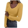thumbnail image 2 of Letdown Long Sleeve Shirts for Women V Neck Ribbed Knit Fitted Fall Basic Tshirts Going Out Tops 2026 Casual Trendy Clothes, 2 of 5