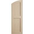 thumbnail image 2 of Ekena Millwork 15"W x 28"H (23" Low Side) Timberthane Rough Sawn Two Equal Flat Panel w/Elliptical Top Faux Wood Shutters (Per Pair), Primed Tan, 2 of 6