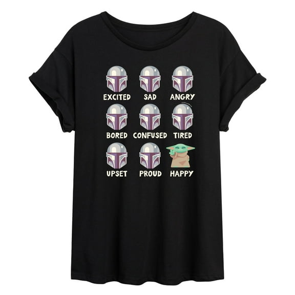 Star Wars - Mandalorian Moods - Juniors Oversized Graphic T-Shirt