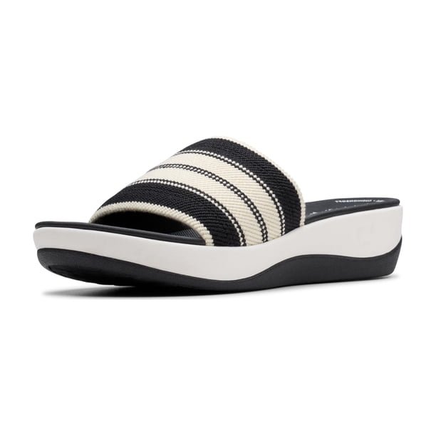 Sandalia Clarks Arla Hollis Combinación Negra, Tacón de 40 mm, Slip-On