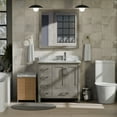 thumbnail image 2 of Jacques 36 in W Right Offset Distressed Grey Bath Vanity, Carrara Marble Top, & Faucet Set, 2 of 9