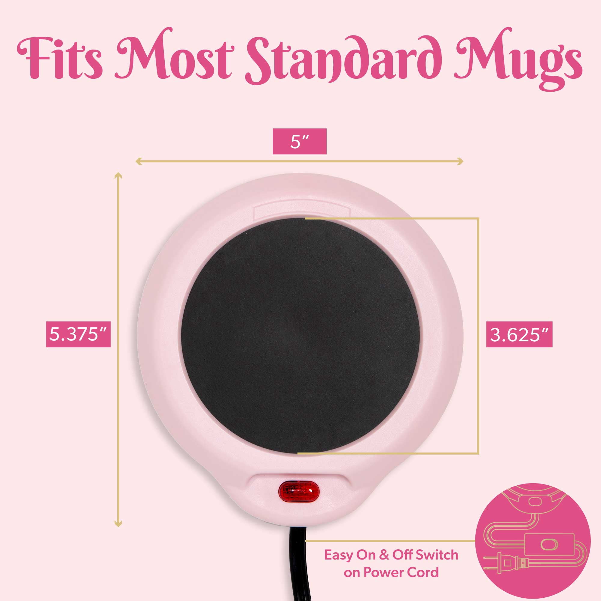 Paris Hilton Electric Mug Warmer, Portable Beverage Warmer, Pink