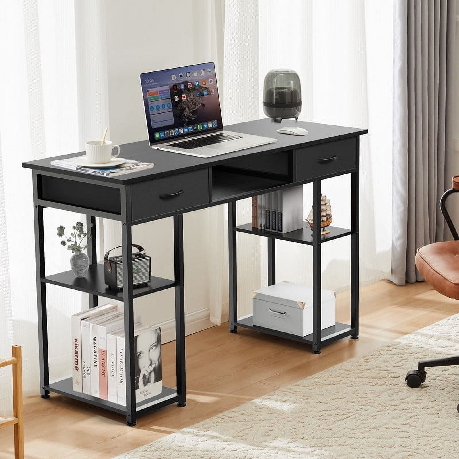 MCQ 48 Inch Desk with 2 Drawers Bedroom Kids Student Vanity Home Office Computer PC Table,Black