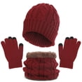 thumbnail image 2 of Yoodem Scarf and Gloves Set for Women Hat and Scarf Set for Women&men Autumn Warm Cute Wool Hat Scarf Gloves Three Snow Knit Cap Hat and Gloves for Women Red One Size, 2 of 7