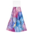 thumbnail image 7 of Yayeee Kitchen Hanging Hand Towels Set of 2 with Loop Bathroom Absorbent Tie Towel, Watercolor Blue Marble Pattern, 7 of 7