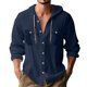 thumbnail image 1 of pstuiky manga larga para hombre, Blusa informal de manga larga con capucha y cuello redondo con botones lisos a la moda para hombre top de hombre s, 1 of 3