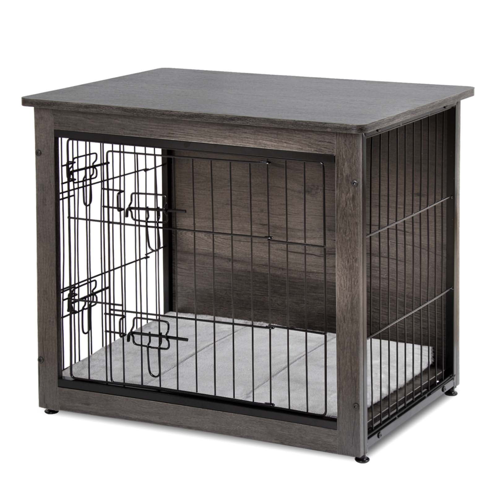 Aleko Dog Crate Furniture with Drawer for Medium/Large Pet 60 lb. Weight Capacity – Gray Size: 29.1 H x 52.2 W x 27.6 D DHF1L