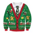 thumbnail image 3 of Suéteres navideños feos, jerséis verdes, sudaderas con estampado divertido en 3D para fiestas navideñas, sudaderas para fiestas, cumpleaños, Navidad 2025, 3 of 5