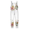 thumbnail image 2 of Gibobby pantalones siameses de pierna ancha Mujer Verano Casual Moda simple Bolsillo Estampado de flores Corbata Correa de hombro ajustable Mono Mono(Blanco， XL), 2 of 4