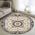 thumbnail image 2 of Boho Navy Blue Brown Round Rug 3ft Area Rug Washable Soft Non-Slip 3' Circle Low Pile Rugs Southwestern Retro Geometric Carpet for Bedroom Living Room Entryway Home Office Dining Room, 2 of 8