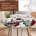 thumbnail image 4 of Beige Christmas Round Tablecloth, Fitted Table Cover with Elastic for 55"-60" Round Tables, Snowman Plaid Xmas Tree Winter Snowflake Table Cloth Outdoor Indoor Dinning Party Waterproof Tablecloths, 4 of 7