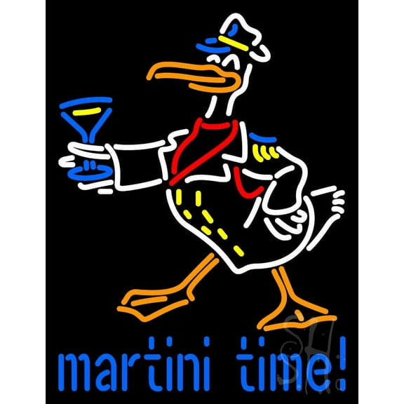 Martini Time LED Neon Sign 19 x 15 - inches, Clear Edge Cut Acrylic Backing, with Dimmer - Bright and Premium built indoor LED Neon Sign for Bar decor.