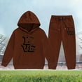 thumbnail image 3 of XUELUO Boys Casual Outfit Sets Kids Letter Football Print Hooded Long Sleeve Sweatshirts Tops And Pants Loose Casual Outwear,Brown,8-9 Years, 3 of 5