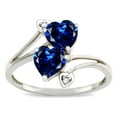 thumbnail image 2 of Star K � 6mm Created Sapphire Two Double Hearts Bypass Promise Ring, 2 of 9