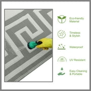 Auto Drive 9 x 12 Reversible Grey Greek Key RV Outdoor Patio Mat, Perfect for RV Patios and Garden Patios, Polypropylene
