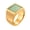 Gold Green, variant on Men's and Women's Stainless Steel Creative Personalized Quadripartite Stamp Imitation of Green Jade Gemstone Ring Gold Size 10