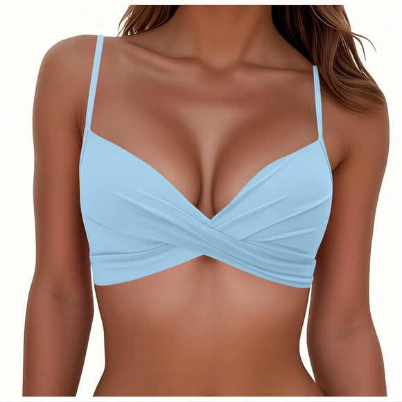 Womens Bikini Tops, Women Underwire Bikini Top - Push Up Crisscross Swim Top Only Bra Padded Swimsuit Tops Bathing Suit Tops S-2XL Clearance Sale Women Clothing under $5